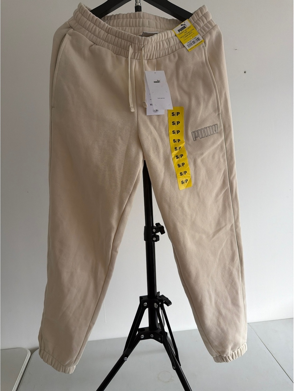 Puma Beige Sweatpants with Elastic Waistband Size Small 0008
